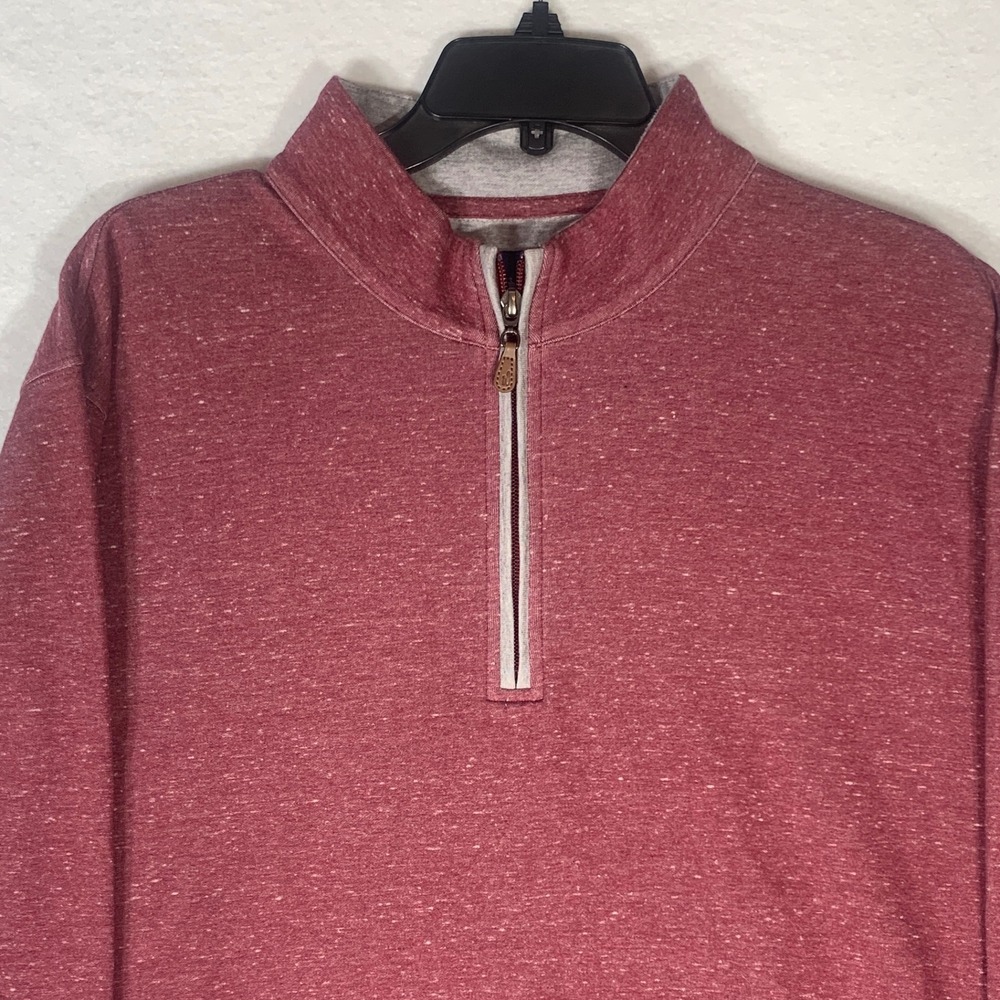 johnnie-O Men Sully 1/4 Zip Pullover Sweatshirt Red XL heathered Cotton Lyocell - Picture 3 of 11